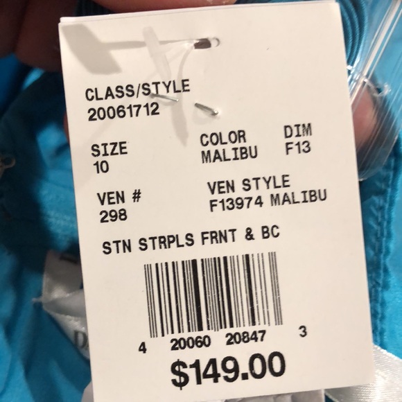 NWT David’s Bridal Satin Strapless Front and Back Pleated long dress - Picture 13 of 14